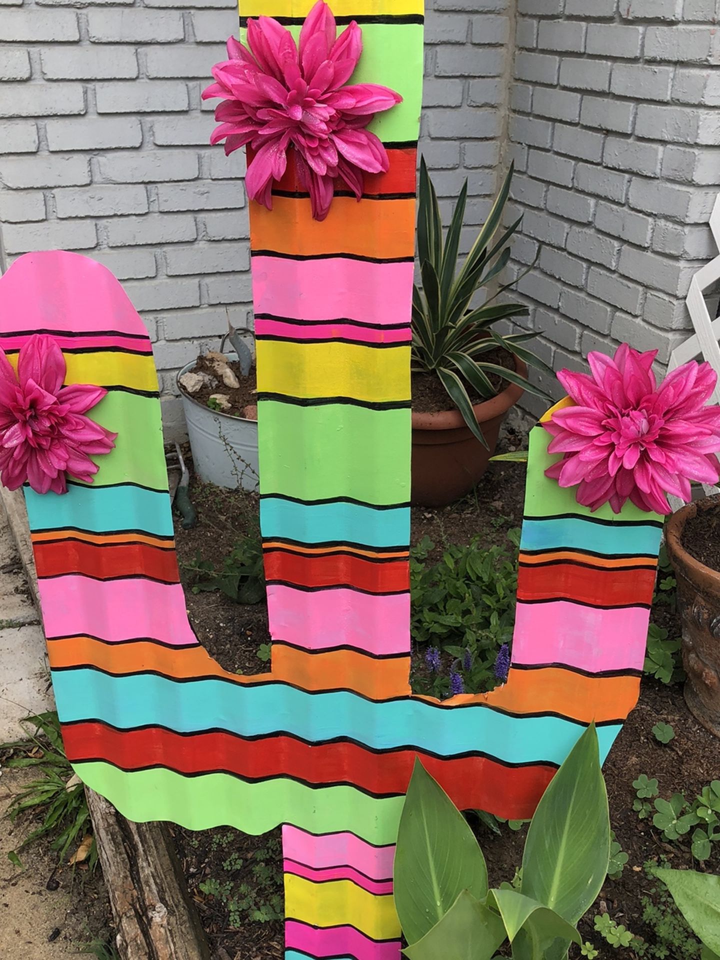 Metal Cactus Yard Art