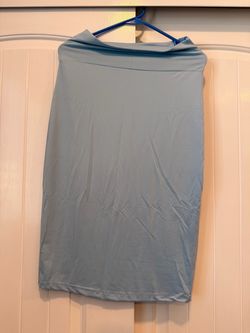Light Blue Knit Pencil Skirt