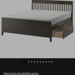 Ikea Idanas king bed frame with storage