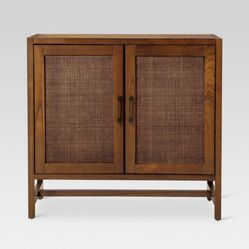 Warwick 2 Door Cabinet Brown - Threshold™: Transitional Style, Adjustable Shelves, Wood Veneer Finish