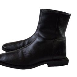 BALENCIAGA SQUARE TOE BLOCK HEEL BB LOGO  LEATHER ANKLE BOOTS SIZE 37/US: 7