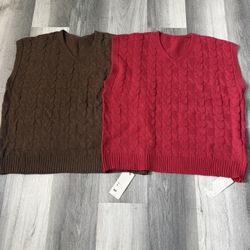 New,  Size L, Brown, Red, Only $5.00 Each.  Adults Vest From Emery Rose 