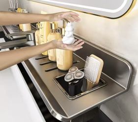 Bathroom Shelf Wall Mounted Single Tier Bronze Storage for Restroom Sink or Toilet