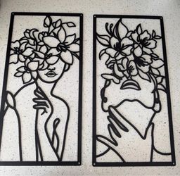 Vintage Black Wood Floral Woman Wall Art wall Design