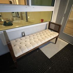 1960’s Mid Century Modern Tufted Cane Bench 