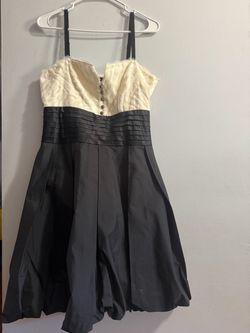 Black and Cream Bubble Hem Cocktail Dress