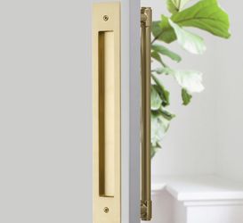 Emtek door pull - 14" Modern Flush Pull in Satin Brass