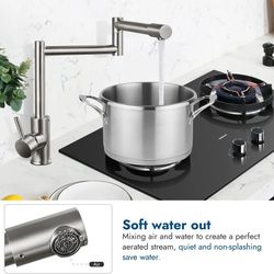 Cinwiny Deck Mount Pot Filler Faucet Hot and Cold Water Single Handle Countertop Double Joints 360° K12 N $40