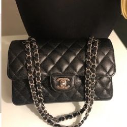Authentic Chanel Black Caviar Small Double Flap 