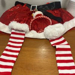 Children's Size 10/12 Santa's Helper Skirt And Socks From Claire's 