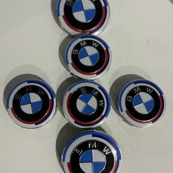 BMW Center Caps , Hood And Trunk Style 50th Anniversary red