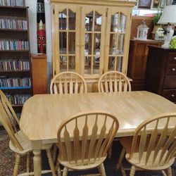Solid oak full dining room set Sunset Trading solid oak dining room set