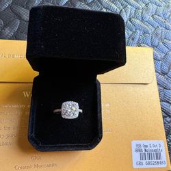 2ct Moissanite Silver Ring With Certificate Size 6 Or Size 7 Or 8.25
