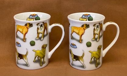 Paul Cardew Man’s Best Friend coffee mugs set of 2 cups 2010 dogs