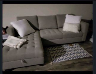 WORLD Market Like New Grey SOFA with Storage Chaise