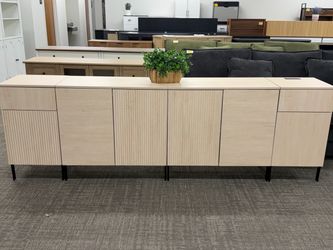 ✨Brand New, Fully Assembled✨94.5" Set of 4, Buffet Sideboard Cabinet with 2 Drawers & 6 Doors,4-in-1 Fluted Storage Credenza with Charging Station,Mod