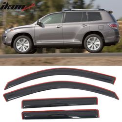 Fits 2008-2013 Toyota Highlander In-Channel Side Window Deflector Acrylic Rain Shade