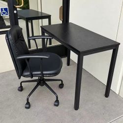 New In Box 40x20x30 Inch Tall Office Computer Desk Table With PU Leather White Or Black Chair Combo Set 