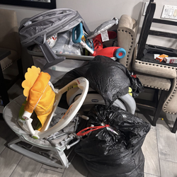 Baby boy stuff and tall chairs