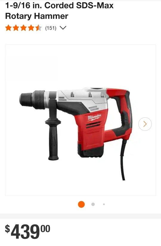 Milwaukee
1-9/16 in. Corded SDS-Max Rotary Hammer