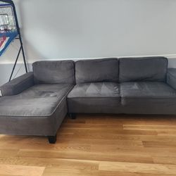 Charcoal Gray L Couch In With Ottoman That Can Open For Sale 