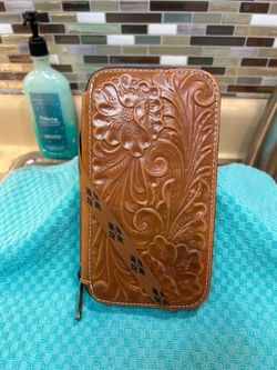NEW! Patricia Nash Italian leather wallet, featuring a embossed floral design
