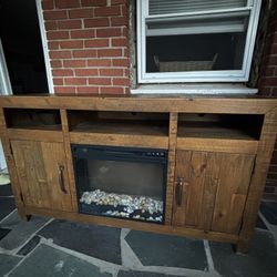 Rustic Electric Fireplace TV Stand – Great Condition