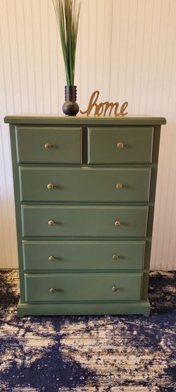 GORGEOUS  GREEN OLIVE TALL DRESSER