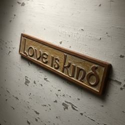 Vintage Ceramic "Love is Kind" Plaque Wall Hanging Rustic 1970s