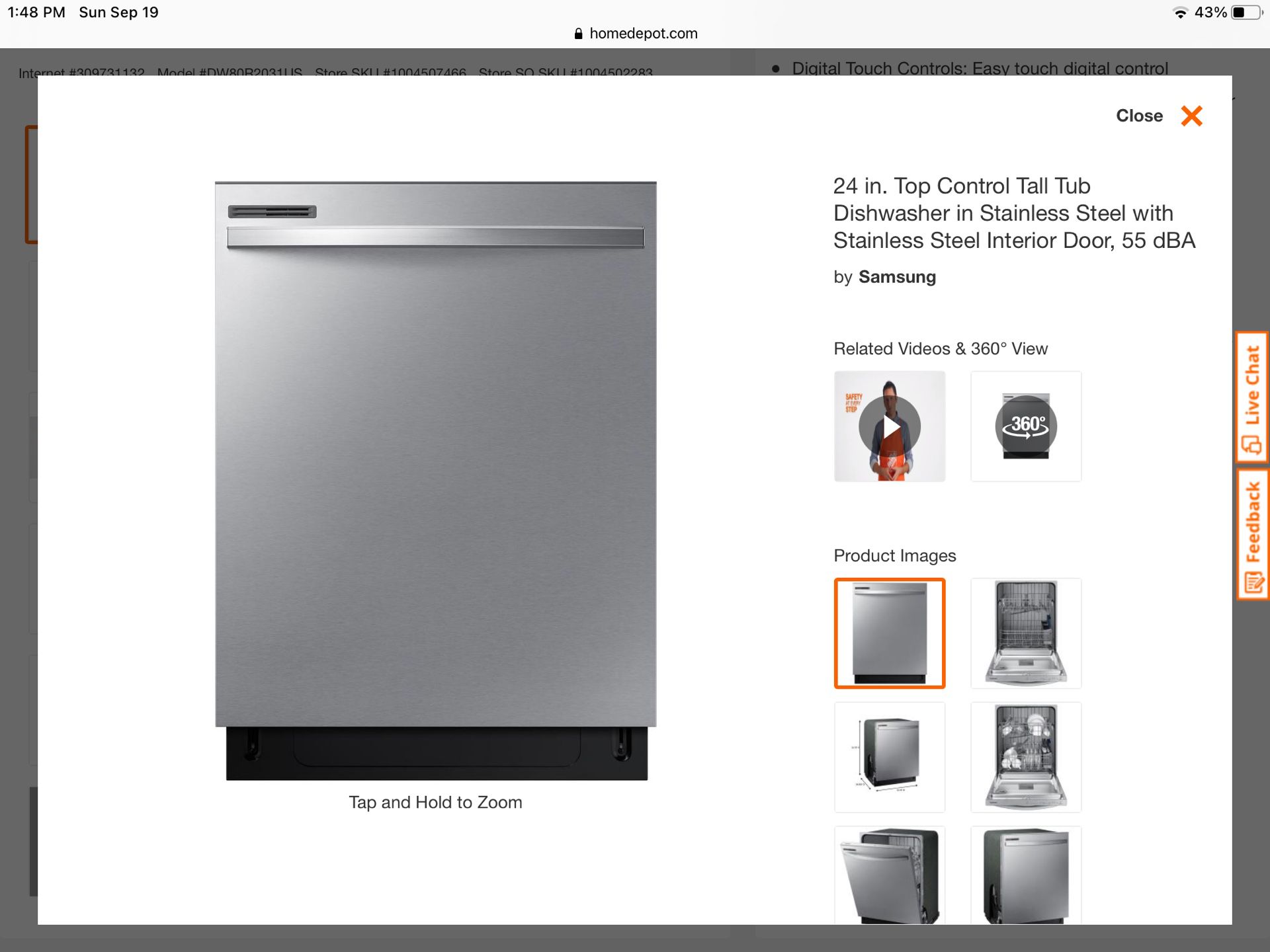 Brand New In A Box - Samsung 24 Inch Dishwasher #DW80R2031US