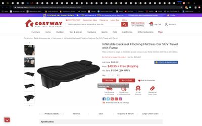 Inflatable backseat mattress