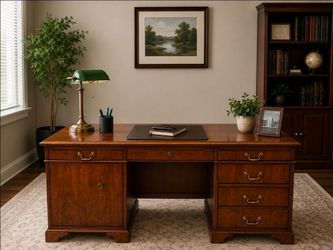 Vintage Executive Desk- solid oak