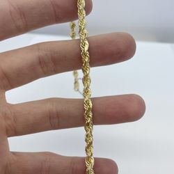Gold Rope Bracelet 14K New