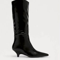 High knee leather boots