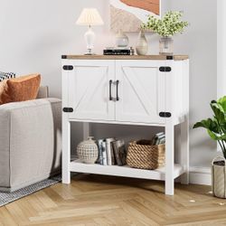 Console Table Coffee Bar Cabinet Sofa Table,31.5 L x 13.8 D x 34.65 H,Entryway Table with 2 Storage Cabinets, Farmhouse Buffet Sideboard for Kitchen, 