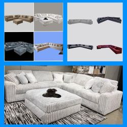 BRAND NEW 11X11FT and 6X13X6FT SECTIONAL SOFAS  CORDOROY LIGHT GREY FABRIC  CUSTOM MADE AVAILABLE