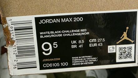 Jordan Max 200
White Challenge Red Black