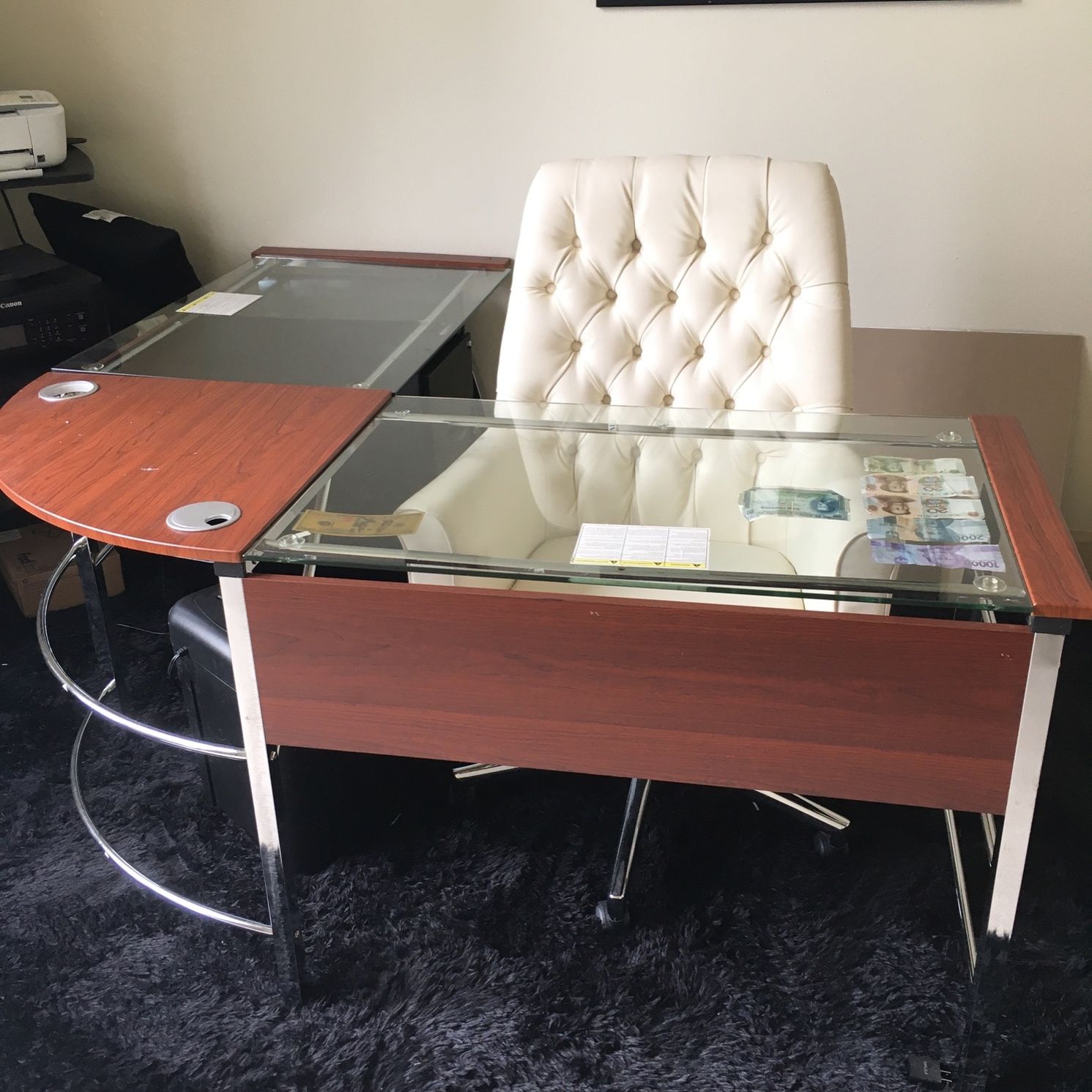 L Shape desk With Chair