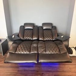 Luxurious Heated Theater Reclining Massage chairs/loveseat, Premium Leather**ONLY $1,750 or Best Offer! PAID $4,500