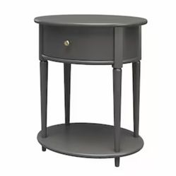 allen + roth Hoatley 21.6-Inches W x 26-Inches H Grey Composite Round Craftsman End Table with Storage