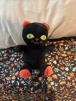 Sound N Light 8" Laughing Black Cat Plush Happy Halloween Talks Tested Works