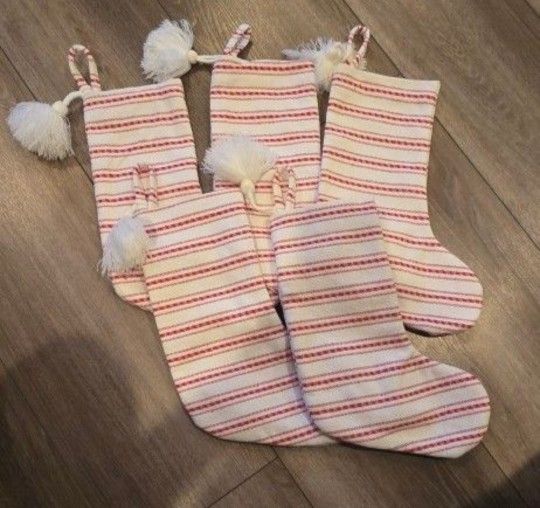 Red & White Striped Christmas Stocking With Tassel