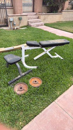 Bench with 2 25 LBS weights
