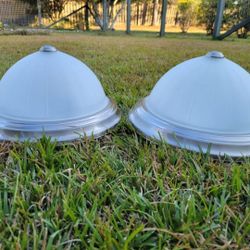 2 Dome Ceiling Light Fixtures – Brushed Nickel & Frosted Glass (Matching Pair)