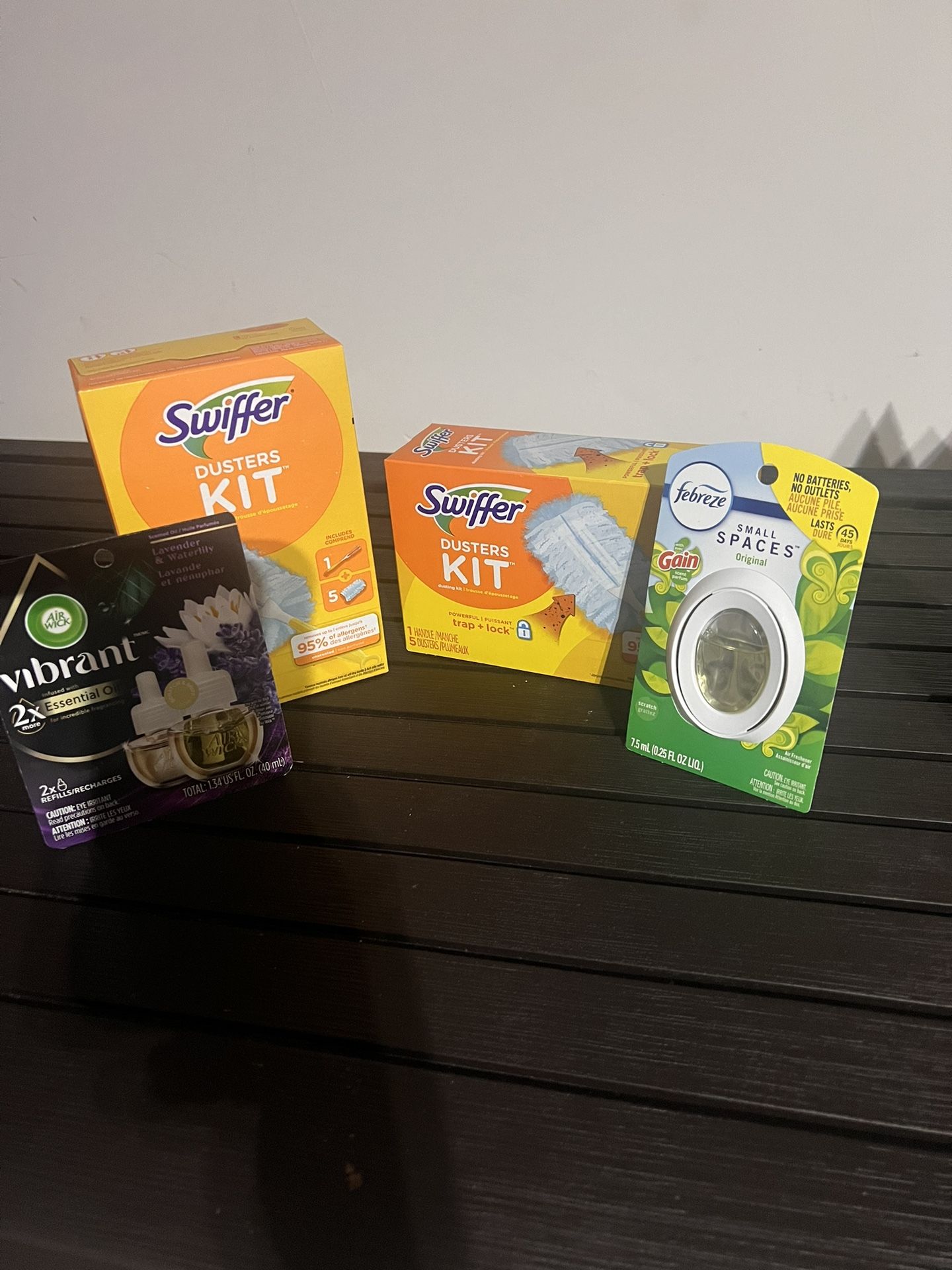 Air Wick, Febreze Space, & Swiffer Dusting kit All Bundle For $15