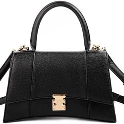 Trendy Leather Top Handle Crossbody Pochette