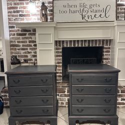 Beautiful Refinished Solid Wood Vintage Nighstands / Sidetables / Bedside Chests