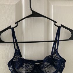 Gilly Hicks Navy Blue Lace Push ‘Em Up Bra (34B)