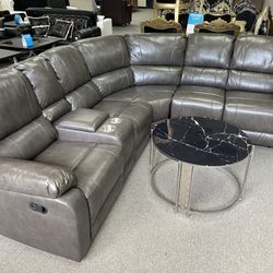 New In The Box 📦 Grey Leather Recliner Sectional Sofa Set 3pc - Delivery Available 