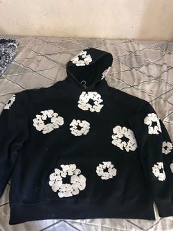 Black denim tear hoodie Size L
